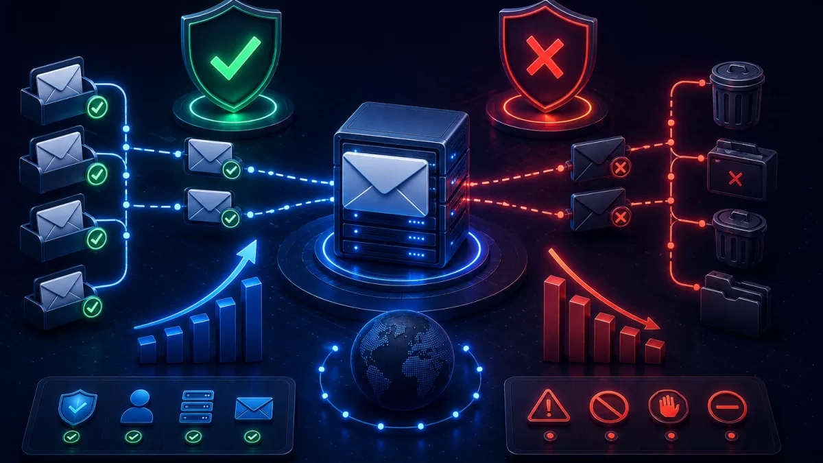 Infraestructura digital moderna que representa seguridad, redes y funcionamiento fiable