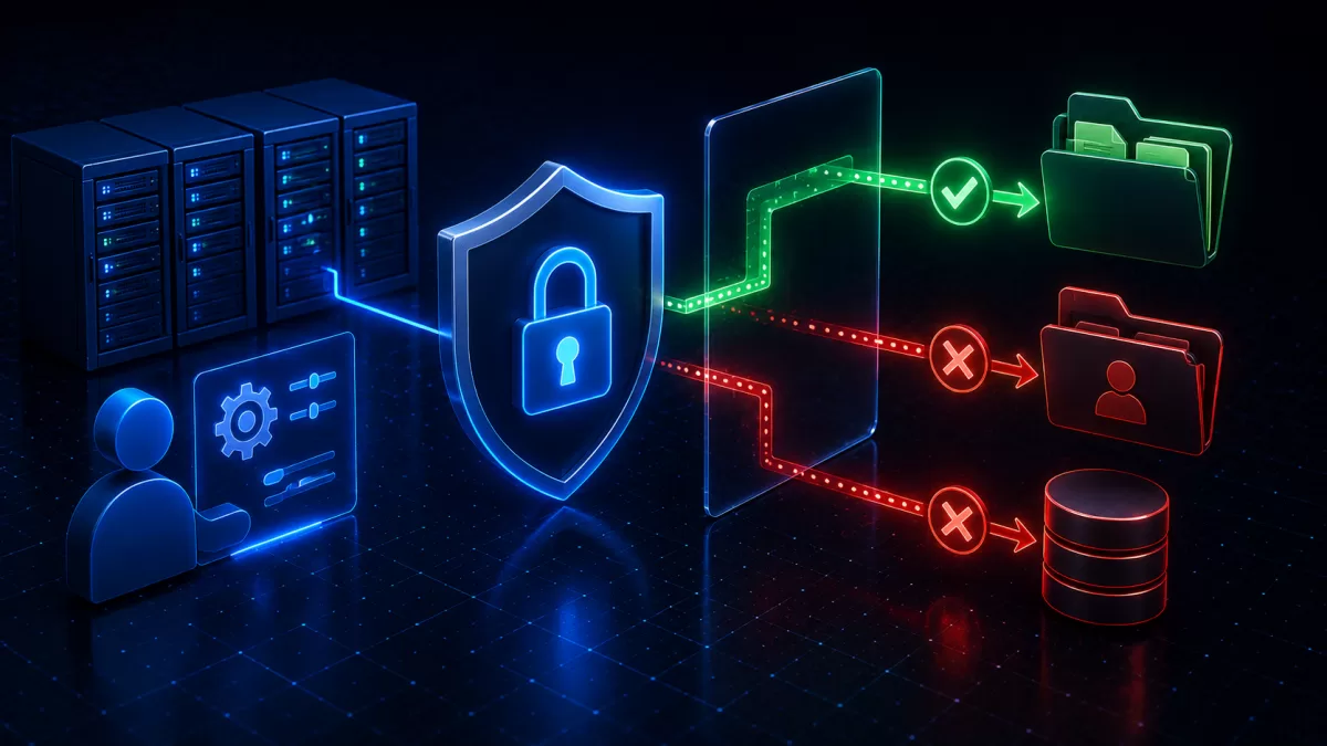Illustrazione editoriale relativa al funzionamento, alla sicurezza e all’infrastruttura dei servizi Internet