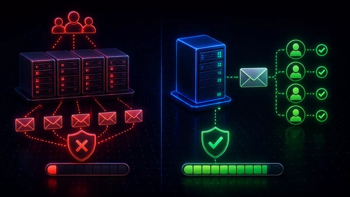 Editorial illustration related to Mail Reputation: Shared vs Dedicated Sending IPs